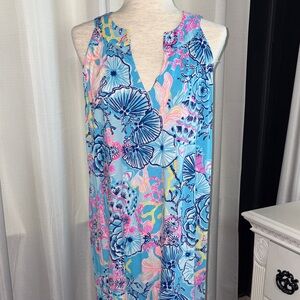 Lilly Pulitzer Blue and Pink Nautical/Sea Midi Dress